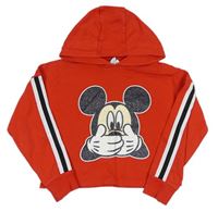 Červená crop mikina s Mickey Mousem a kapucňou Primark