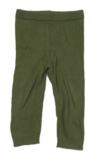 Khaki pletené žebrované kalhoty F&F