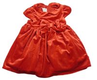 Červené sametové šaty s mašlí H&M