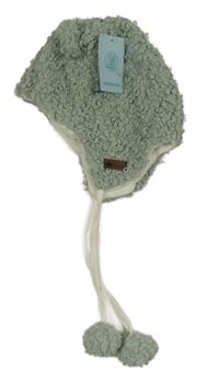 Nové - Zelenomodrá huňatá čepice vel.92-104