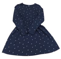 Tmavomodré kvetinové teplákové šaty Yigga