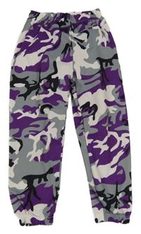 Sivo-čierno-bielo-fialové army nohavice Shein