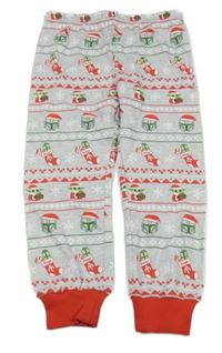 Světlešedé vzorované pyžamové kalhoty s obrázky 