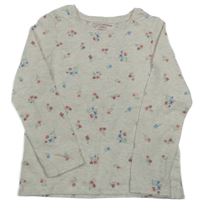 Bílo-béžové melírované triko s kytičkami Primark