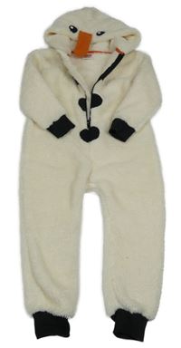 Bílá chlupatá kombinéza - sněhulák 