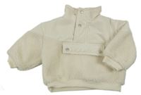 Smetanová chlupatá zateplená crop mikina 