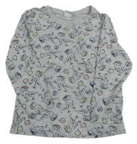 Sivé tričko s dinosaurami Kiki&Koko