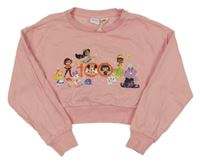 Ružová crop mikina s pohádkovými postavami Disney