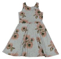 Sivé melírované šaty s kvetmi H&M
