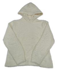 Bílý chlupatý svetr s kapucí H&M