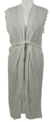 Dámský bílý svetrový dlouhý cardigan s páskem Vila