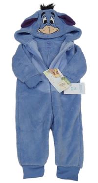 Nové - Modrá chlupatá  kombinéza s kapucí - Oslík Primark