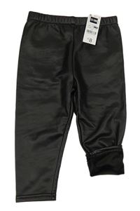 Černé koženkové zateplené legíny Dunnes stores 