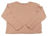 Ružové rebrované úpletové šaty s volánikmi H&M