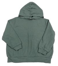Khaki úpletová rebrovaná mikina s kapucňou H&M