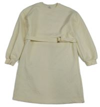 Smetanové prošívané vzorované teplákové šaty s páskem RIVER ISLAND