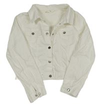 Biela rifľová crop bunda H&M