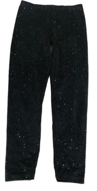 Čierne plyšové trblietavé legíny Tu