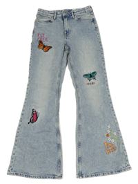 Světlemodré flare rifle s motýly H&M