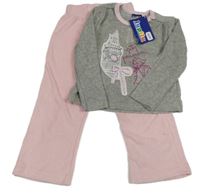 Nové - Světlerůžovo-šedé froté pyžamo s obrázkem Lupilu