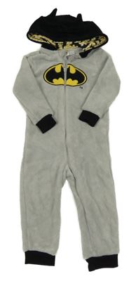Sivo-čierna chlpatá kombinéza s kapucí - Batman