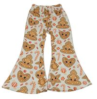 Biele flare nohavice s perníčky