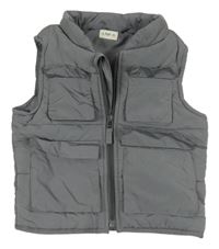 Sivá šušťáková zateplená vesta s vreckami F&F