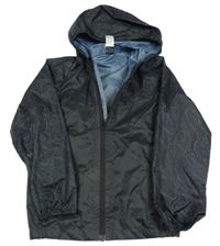 Černá vzorovaná šusťáková nepromokavá bunda s kapucí Quechua