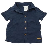 Nové - Tmavomodrá mušelínová košile 