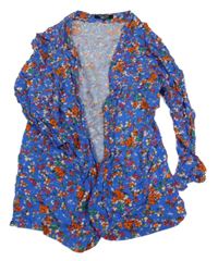 Modro-červený kvetovaný cardigan New Look
