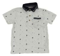 Biele bodkovaná é polo tričko s palmami Primark