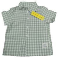 Nové - Světlekhaki-biela kockovaná košeľa Shein