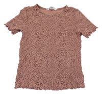 Satrorůžovo-čierne bodkovaná é tričko H&M