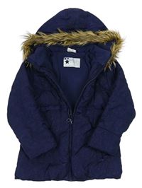 Tmavomodrá šušťáková zimná bunda s kapucňou Topolino