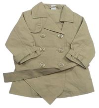 Béžový šušťákový jarný kabát s opaskom Klitzeklein