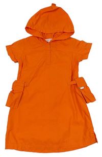 Oranžové plátenné šaty s kapucňou Esprit