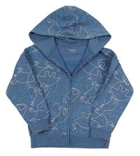 Modrá propínací mikina s dinosaury a kapucí Primark
