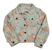 Svetlomodrá rifľová crop bunda s kvetmi Denim Co.
