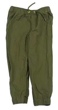 Khaki plátěné cuff kalhoty 
