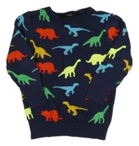 Tmavomodrý sveter s dinosaurami George