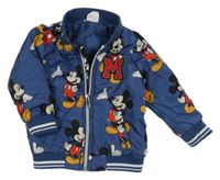 Tmavomodrá šušťáková zateplená bunda s Mickeym Disney