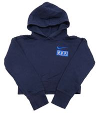 Tmavomodrá crop mikina s logem a kapucí Nike 