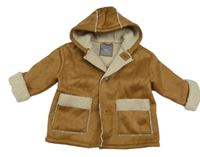 Béžová semišová zateplená bunda s kapucí Next