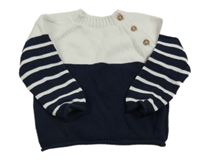 Bielo-tmavomodrý pruhovaný sveter Nutmeg