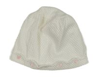 Bílý kostkovaný plátěný podšitý klobouček s puntíky Mayoral