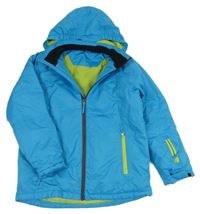 Azurová šusťáková zimní bunda s kapucí Pocopiano