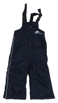 Tmavomodré šusťákové laclové oteplovačky s medvedíkmi Impidimpi