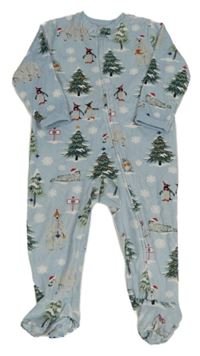 Světlemodrý plyšový overal se zvířátky Primark