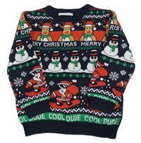 Tmavomodrý sveter so sobmi a Santy Primark
