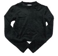 Čierne zamatové crop tričko H&M